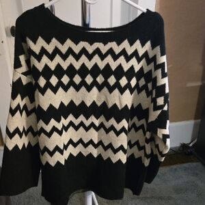Lane Bryant Black and Cream Zigzag Sweater